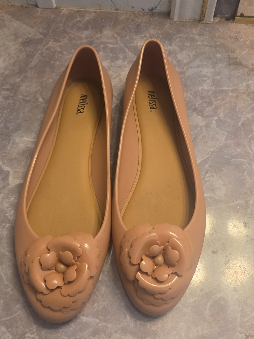 Melissa Women's Pink Floral Jelly Ballet Flats